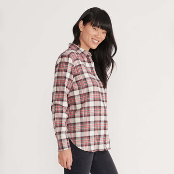 Little Blue House Cream Plaid Women's Heritage Flannel Shirt